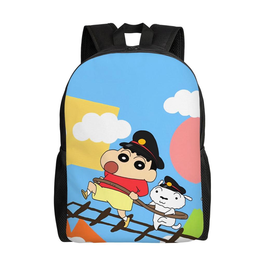 3D Print Crayons Shins Chans Backpacks for Girls Boys Cartoon College School Travel Bags Women Men Bookbag Fits 15 Inch Laptop