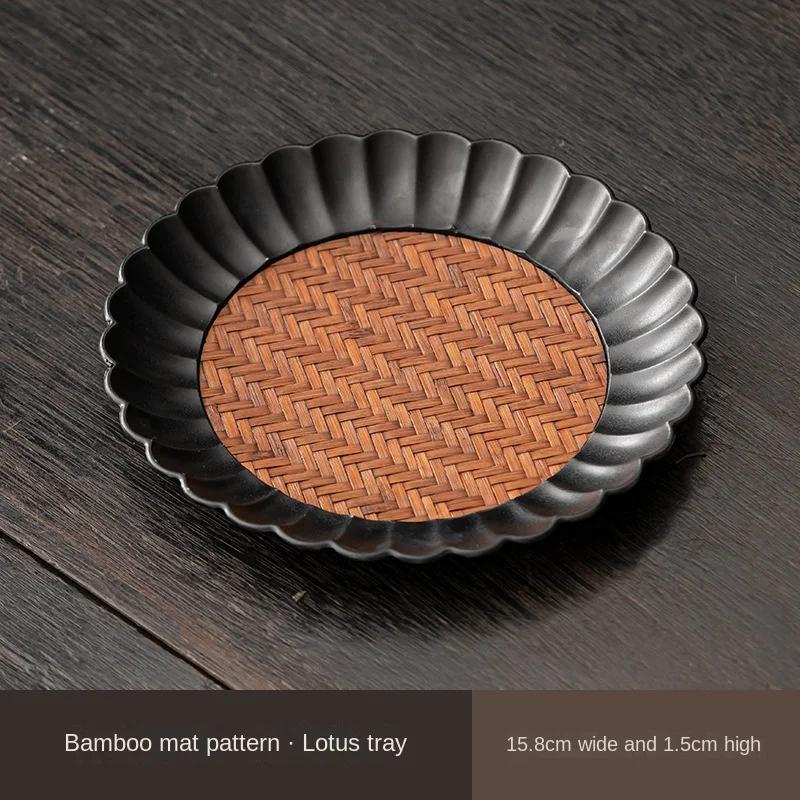 Chinese Tea Table Tureen Base Support Teapot Mat Bamboo Alloy Purple Sand Teapot Kettle Mat Pot Mat Serving Trays Tea Tray