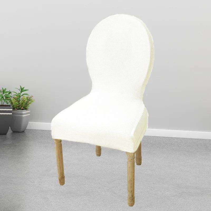 European Round Back Chair Cover Seat Dining Table And Chair Solid Color Simple Sitting Surface Universal Elastic Stool For All Seasons