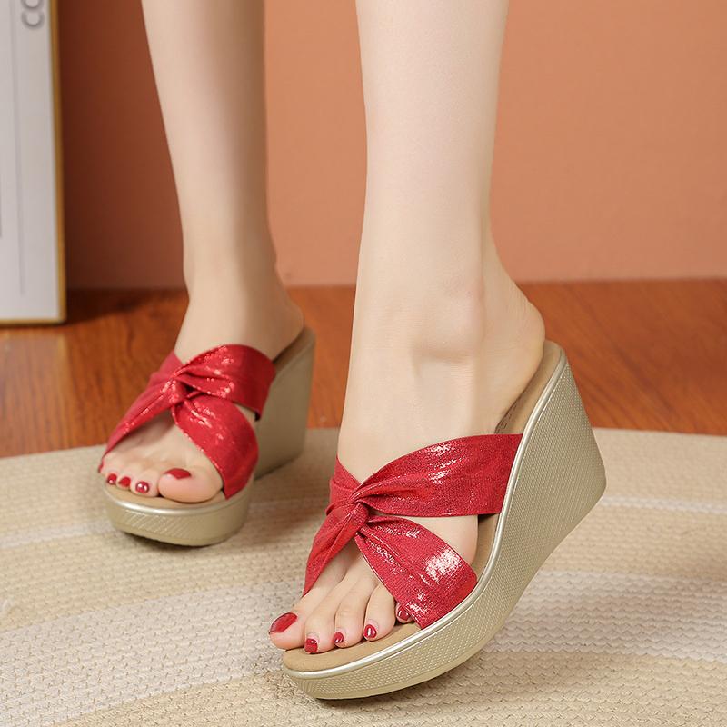 Fashion Women Slippers High Quality Summer Sandals New 2025 High Heels Shoes Women Platform Open Toe Elegant Slippers Slides Women