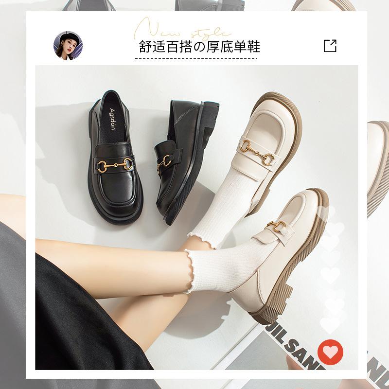 Augustine loafers women's summer 2025 fashion new small leather shoes retro style one pedal breathable single shoes