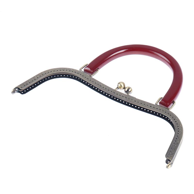 27 cm Trä Metallram Kisslås För Handväska Plånbok Tillbehör DIY Handgjord
