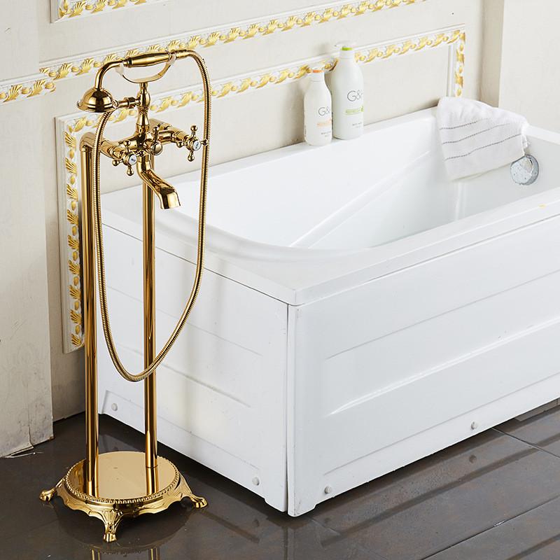Antique Bronze Bathroom Bathtub Faucet + Handheld Shower Free Standing Luxury BathTub Faucet Mixer Taps Floor Mounted Bathtub