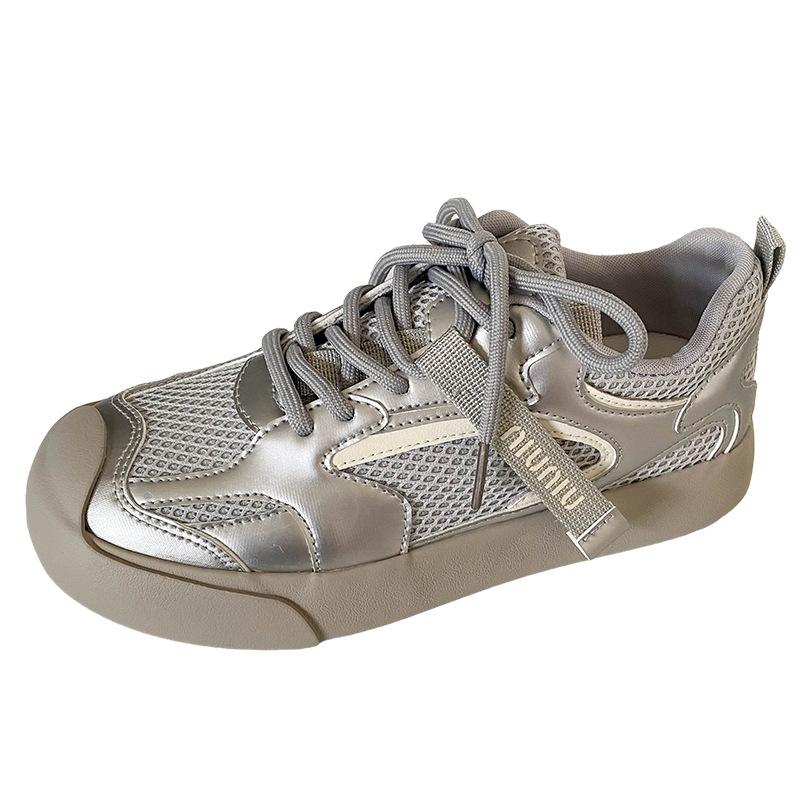 

6543 латексная стелька/кожаная сетчатая вставка взрывная уродливая милая спортивная обувь кеды 2024 новые маленькие белые туфли женская обувь 40