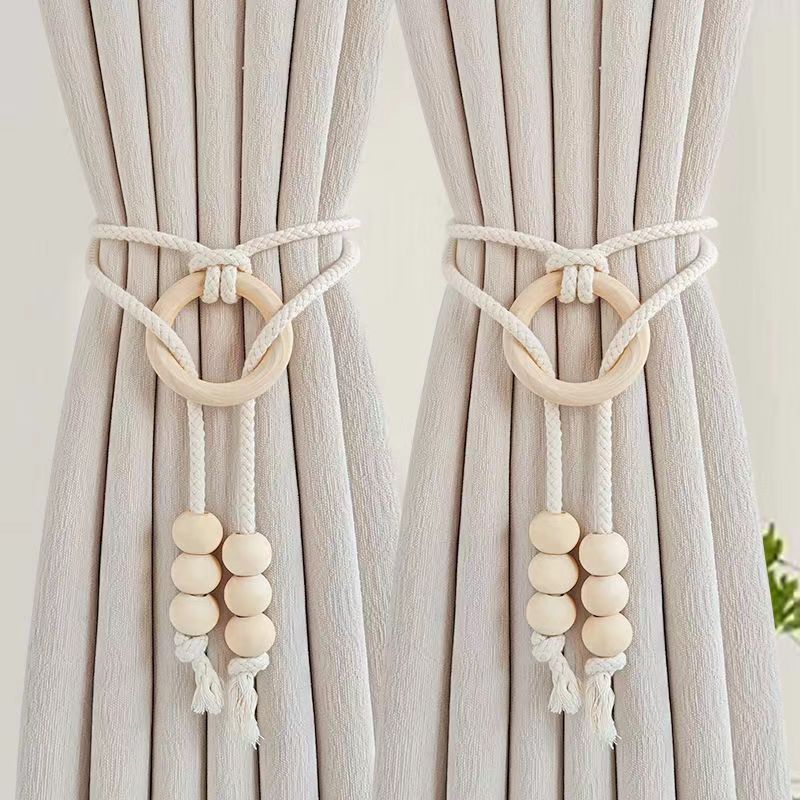 2PCS Minimalist Light Luxury Curtain Tiebacks, Tassel Woven Rope Buckle for Home Decor, Adjustable Drapes Holder