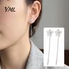 Versatile Alloy Ear Ornaments 1 Pair Snowflake Earrings for Women, Sparkling Dangle Earrings, Winter Long Studs Chain Line Drop Minimalist Christmas