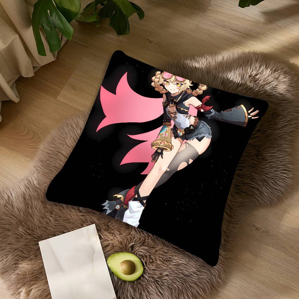 Cute Funny Girl Hot Jahoda Genshin Impact Cushion Cover Decor Throw Pillow Covers For Couch Camping Pillow Cover Decorations