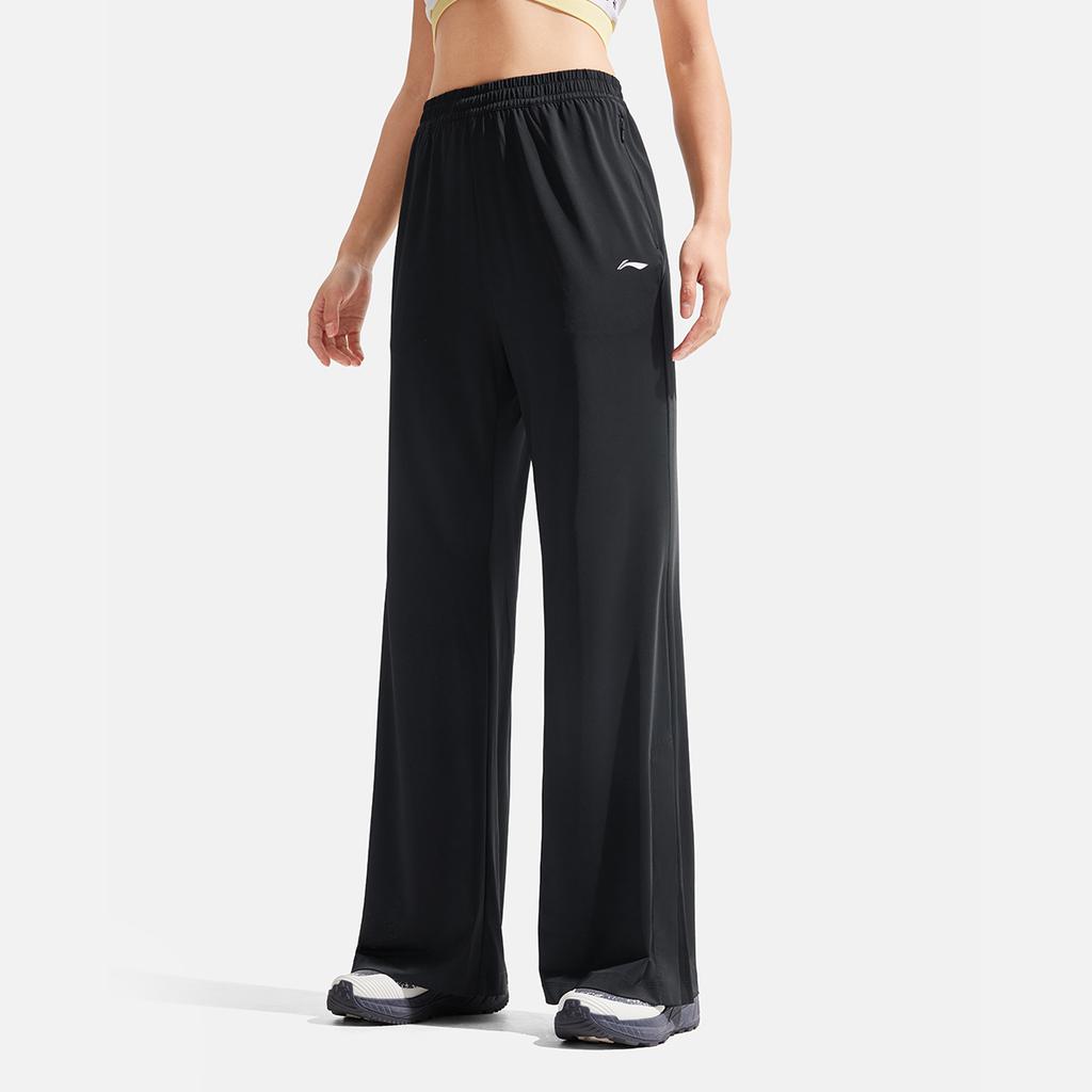 Li Ning Fitness Series Casual Ice Silk Quick-Dry Cool Comfortable Versatile Knitted Sports Pants Women Pants Black AKYV188-4