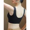 Beige Floral Lace Wireless Bra Comfortable Lift Up Anti-Sagging Bralette with Wide Straps
