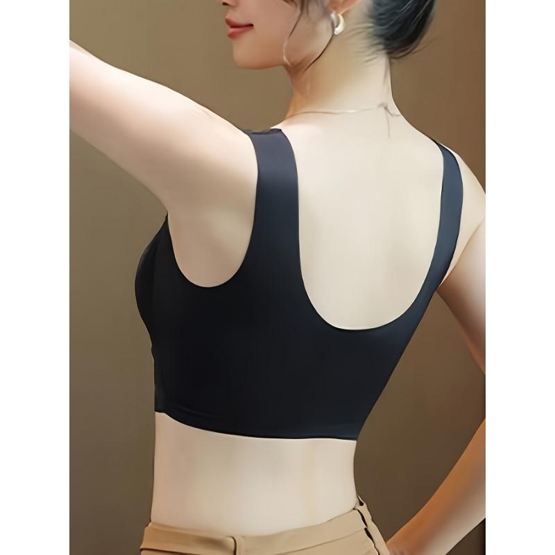Beige Floral Lace Wireless Bra Comfortable Lift Up Anti-Sagging Bralette with Wide Straps
