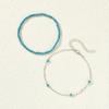 2 PCS Summer Beach Turquoise Rice Beads Anklet for Women Vintage Bohemian Silver Color Foot Chain Fashion Female Seaside Jewelry