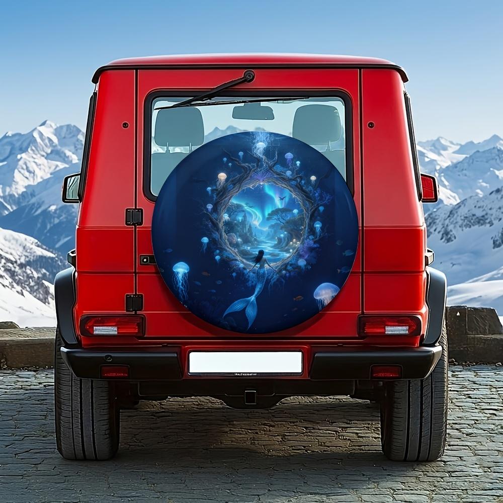 1pc, An Incredibly Stunning Mermaid Spare Tire Cover For 14-17 Inch Tires, Featuring A Dreamy Jellyfish Design That Is Breathtak