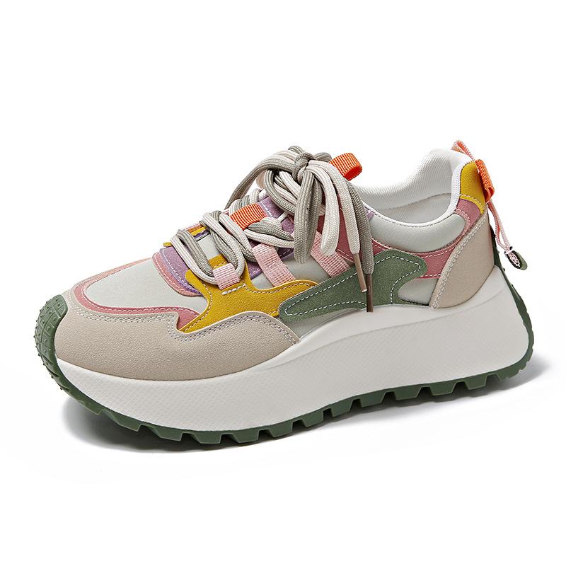 Large Size Ins Han Xin Dad Shoes Female Student Sports Running Shoes Casual Thick Soles Increase Height