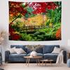 Autumn Colors by the Bridge  Japanese Garden Landscape Decorative Tapestry