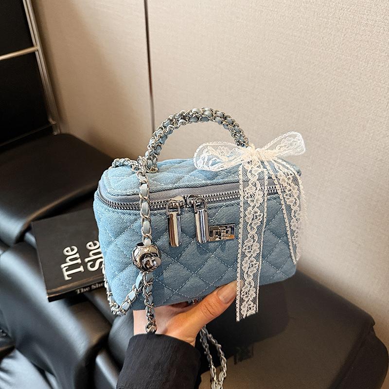 

Модная и свежая бриллиантовая цепочка, универсальная женская сумка-бокс через плечо на одном плече 18*8*11