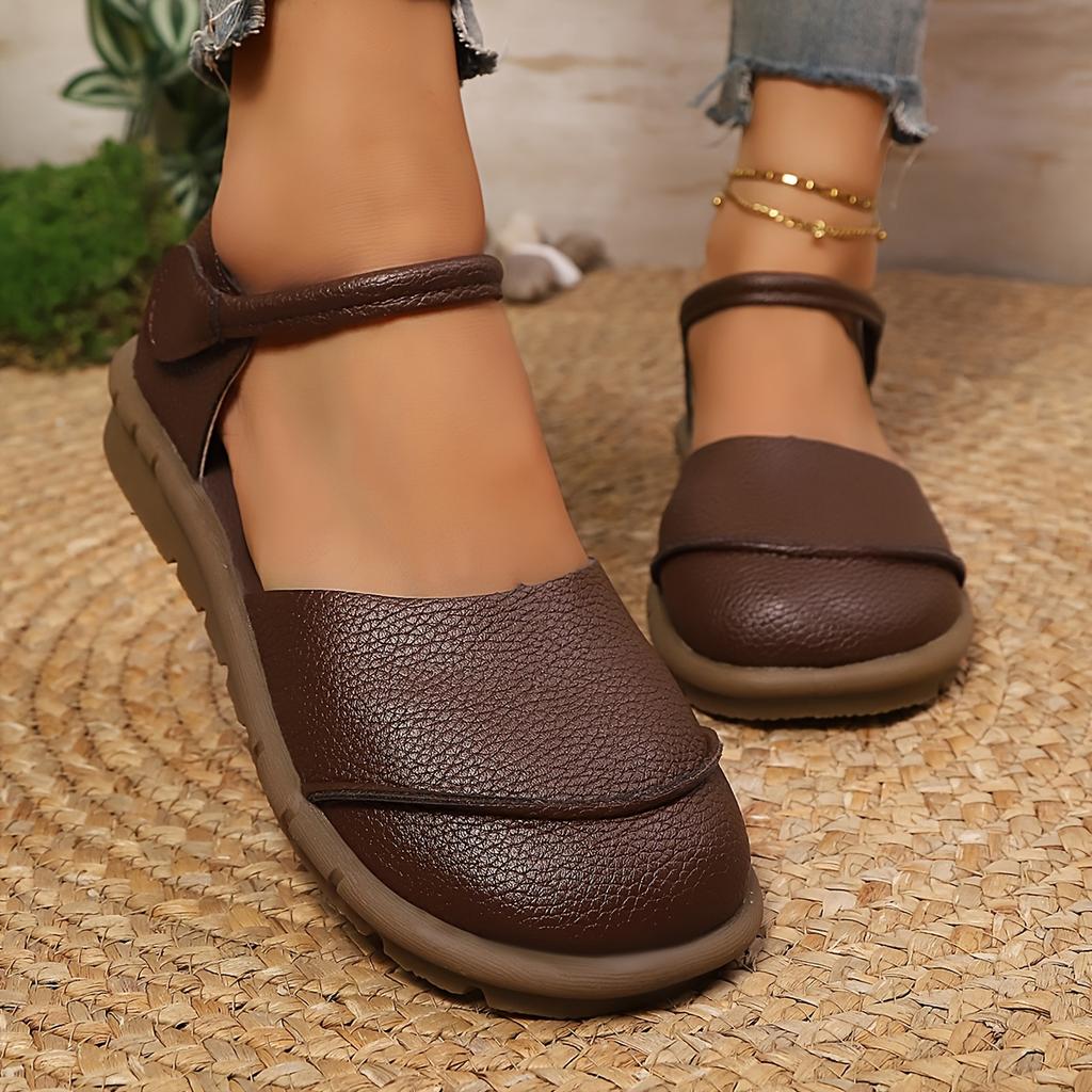 Plus Size Women's Summer New Arrival Flat Round-Toe Soft-Sole Covered-Toe Strappy Artistic Sandals