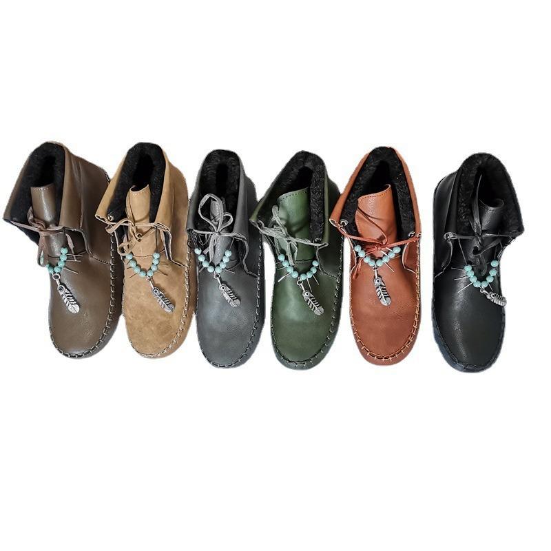 New large size women's shoes short snow boots autumn and winter new flat cotton boots Martin boots women's boots