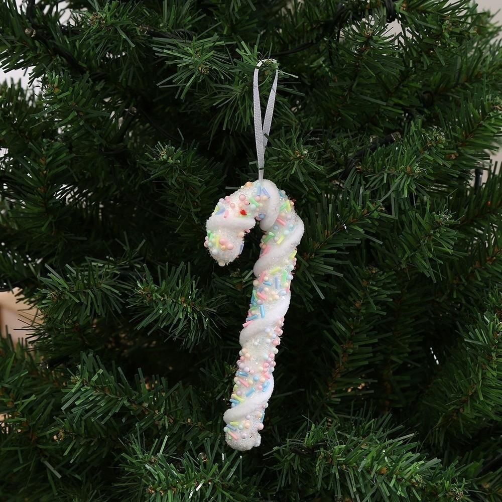 Flocking Xmas Tree Decor DIY Ice Cream Pendant Creative Candy Cane Ornament  Home Decor