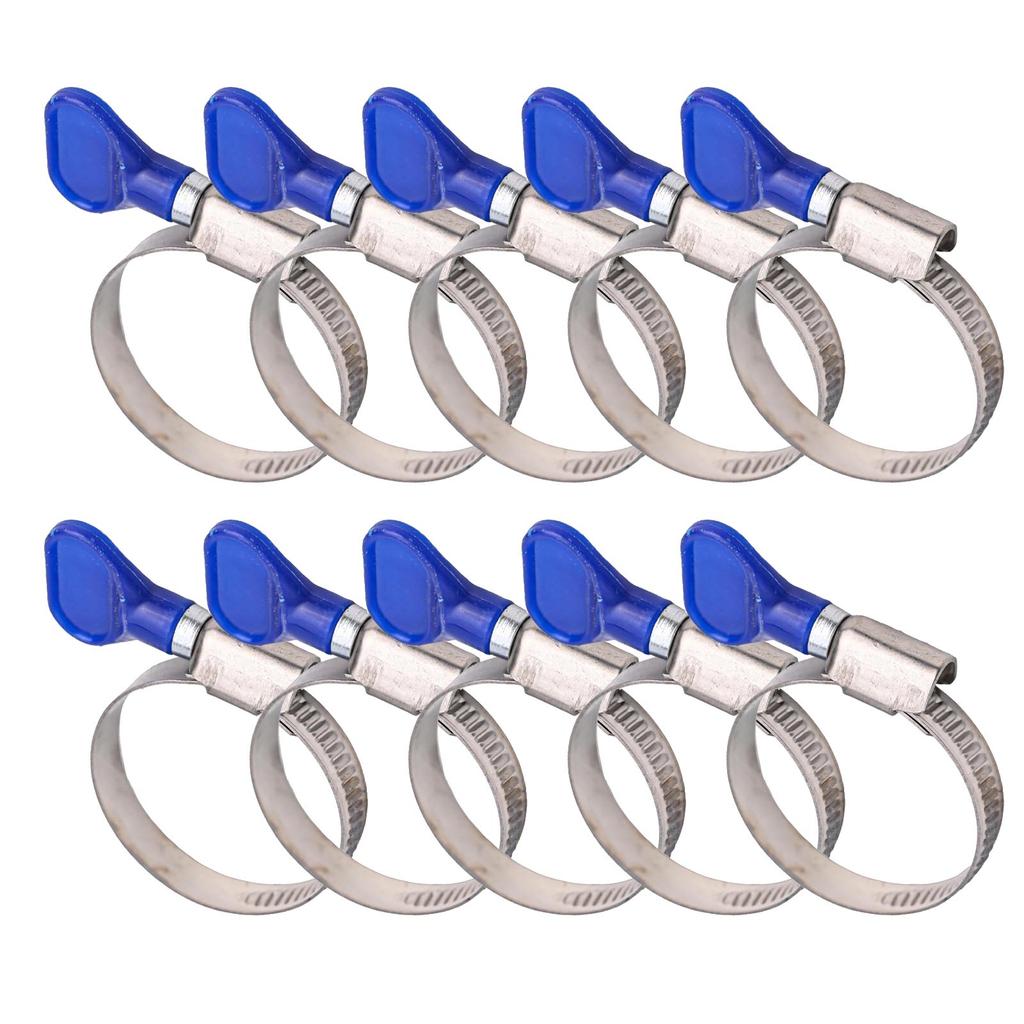 10 Pieces Hose Clamps Stainless Steel Hose Clamps High Clamping Force Non-slip Grooves Secure Hold User-friendly Design