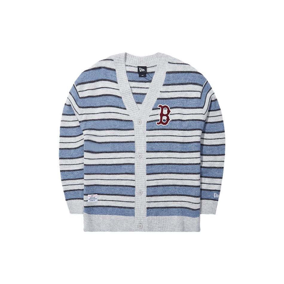 New Era Punk Rock Series Boston Red Sox FW23 Striped Color Block Knit Sweater Unisex sweater blue 13789274