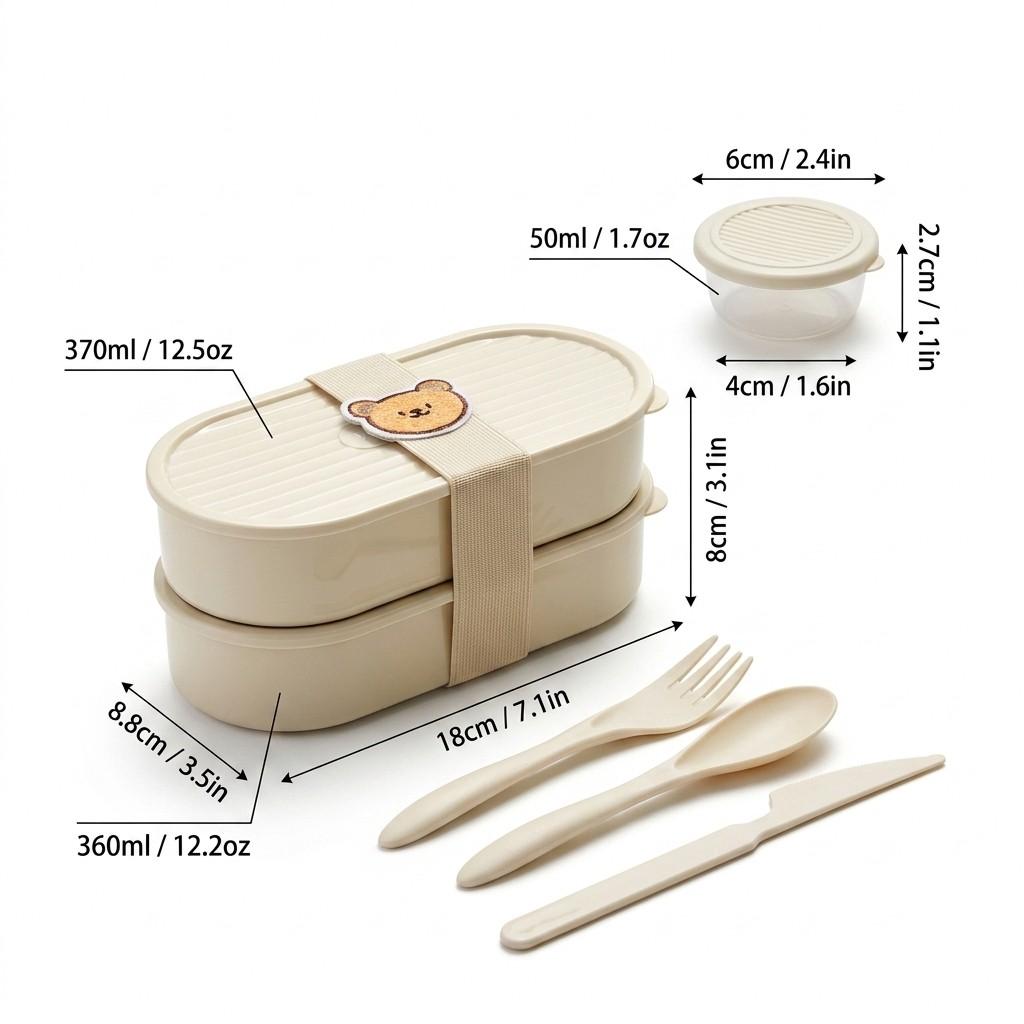 2Pcs/Set Plastic Fruit Salad Food Container With Cute Strap Portable Oval Bento Box For Kids Students Microwaveable Lunch Box