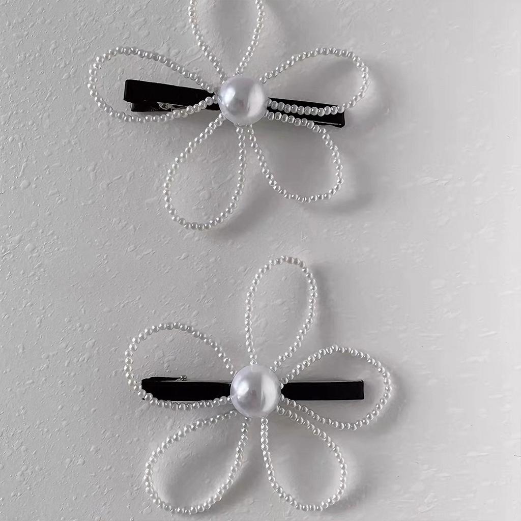 1pcs Pearl Flower Hair Clip Side Bangs Barrettes for Women Girls Non Slip Hairpin Hair Accessories