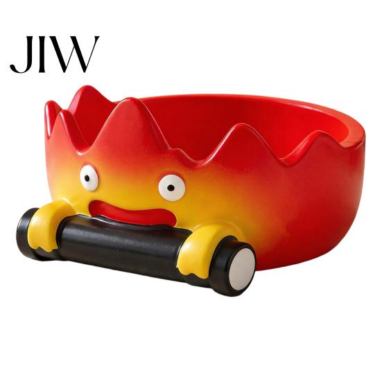 Interesting Cartoon Room Decor Calcifer Flame Resin Storage Tray, Creative Fire-Shaped Catchall Stylish Glasses Bowl Decor, Waterproof Decorative
