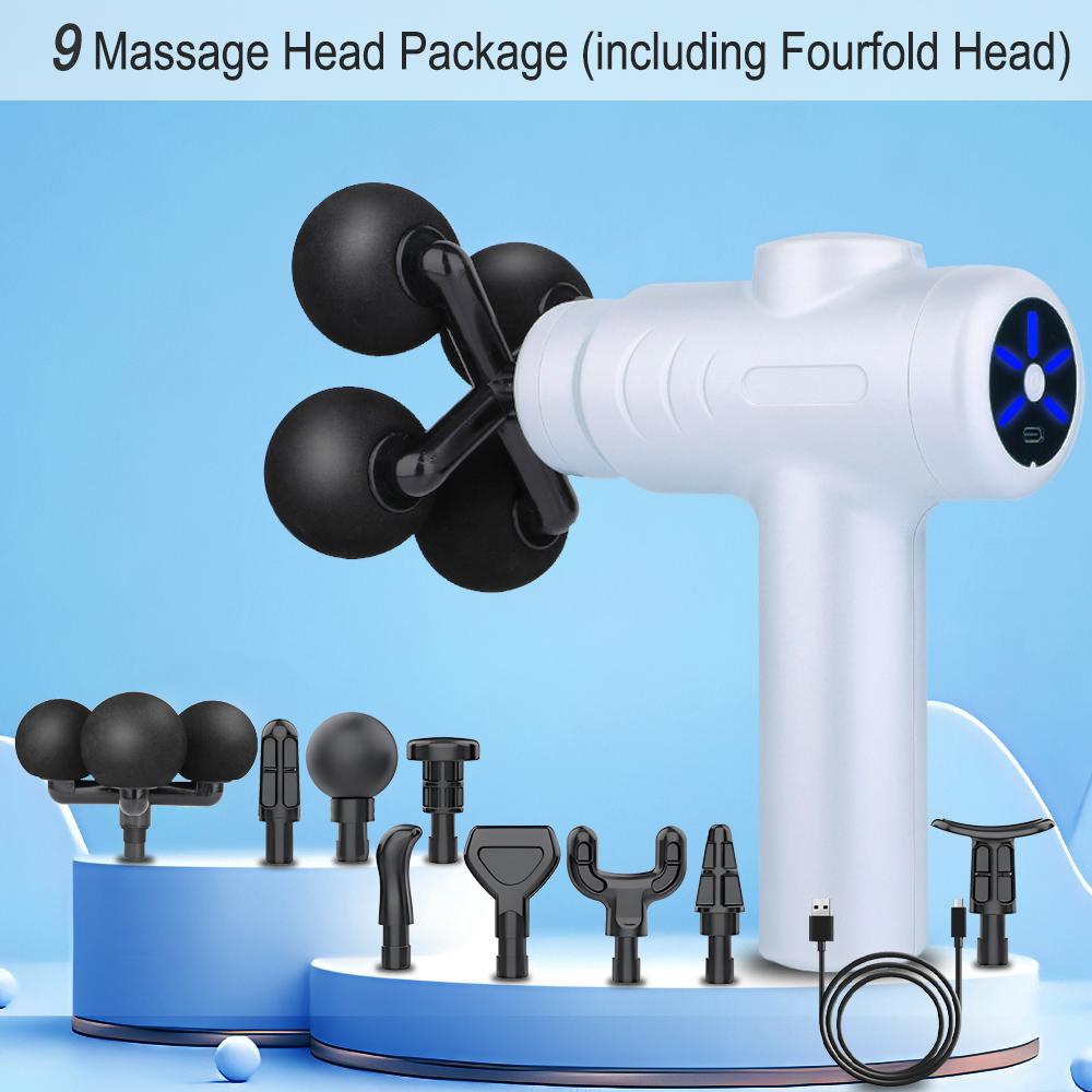 Massage Gun Variable Frequency 5 Levels Fascial gun Dual mode 4x Strike Massager head Massager Body Neck Back Leg Fitness Tool