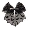 Holiday Themed Hair Clip Halloween Bat Mesh Bow Spring Clips, Black White Lace Spider Web Accessories Barrettes, Gothic Dark Style for Women