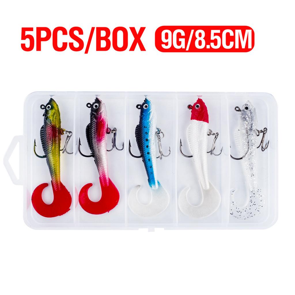 Artificial Plastic Bait Swimbait Fishing Hook Tackle Soft Swimbait Curl Tail Fish Baits Fishing Jig Lures Easy to Use