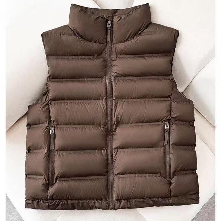 Winter Women Warm Padded Short Down Cotton Vest Stand Collar Loose Outwear Sleeveless Puffer Waistcoat for Casual