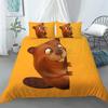 Cartoon Beaver Povlak na přikrývku King Queen Legrační krásné zvířecí souprava povlečení Dětská Dívčí Divoká příroda Polyester Povlak na polštář