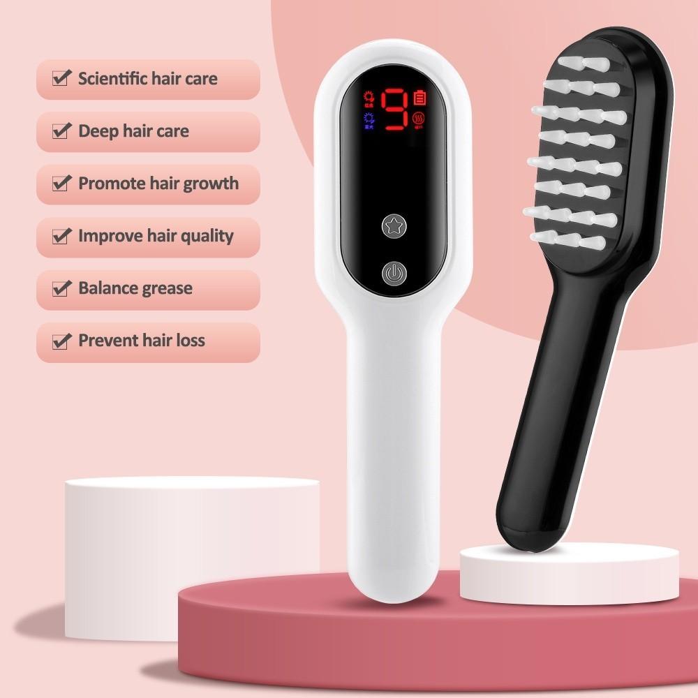 3 gears Electric Massage Comb Meridian Head Massager Anti-hair Loss Red Light Blue Light Magnetic Therapy Massage Hair Care Device 18*4.5*3cm