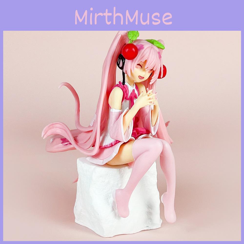 Sitting Posture Hatsune Miku Pvc Action Figure With Assembly Capability And Sakura Theme For Room Decoration And Gifts