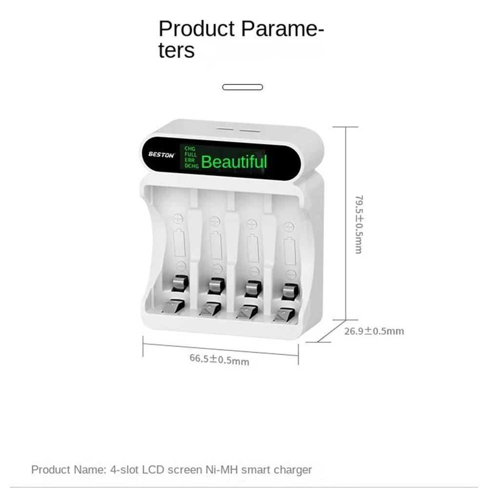 AA/AAA Battery Charger 4 Slots Intelligent LCD Indicator USB Charger for Ni-MH 1.2V Rechargeable Batteries AA Battery Charger