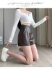 Women's High-Waist Leather Shorts - Slimming A-Line, Wide-Leg, Korean Style for Autumn/Winter 2023