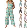 Women's Valentine's Day Printed Casual Loose Retro Cotton Linen Overalls With Pockets