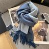 100% Wool Winter Narrow Scarf for Men's and Women's Universal Warm  Solid Color Scarf and Cold-Proof Scarves Poncho