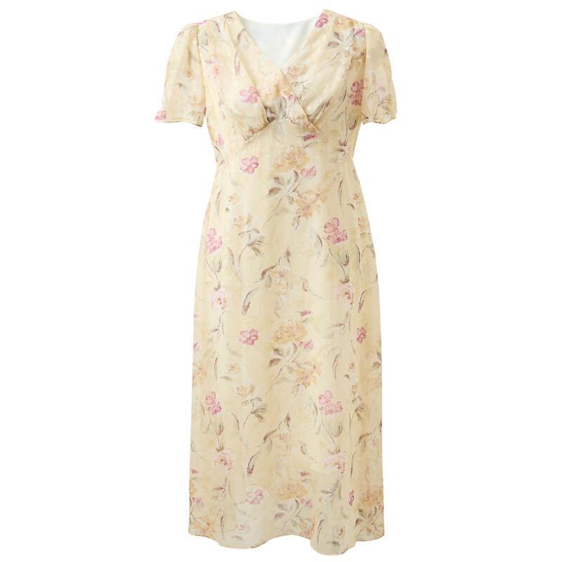 Sancai 2025 Summer French Floral V-neck Puff Sleeve Maxi Dress