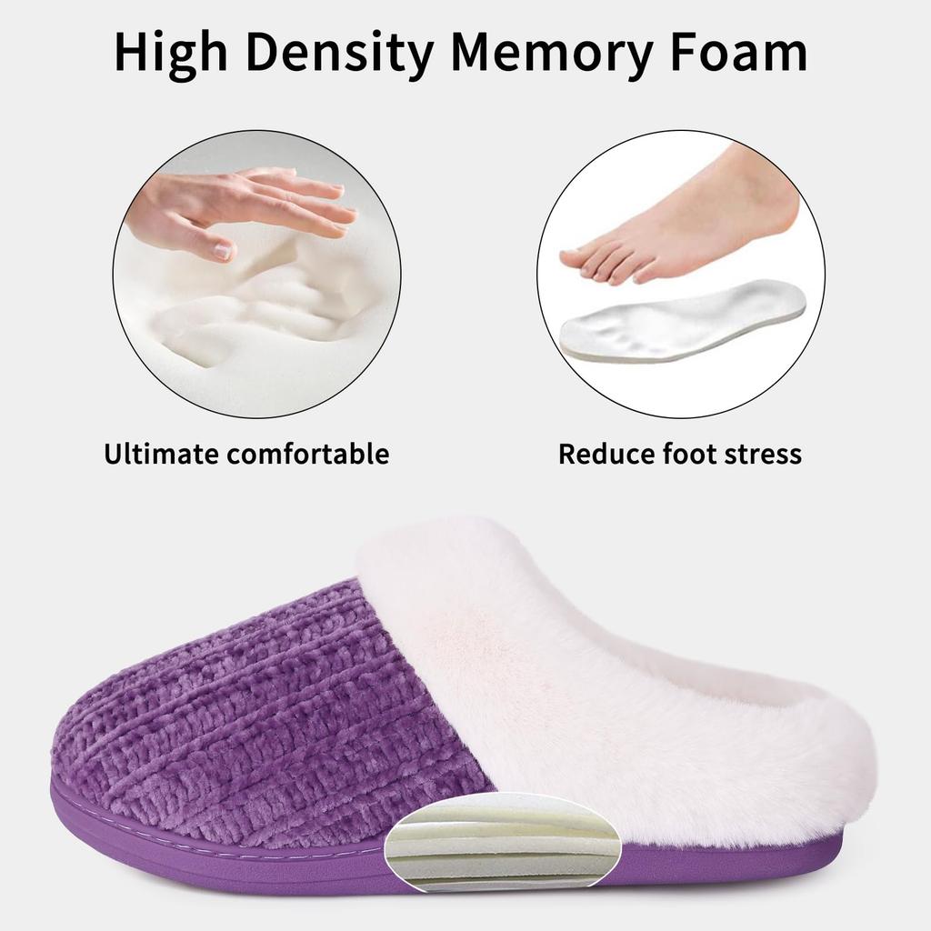 Fashion Smile PoP Winter Fuzzy Women Slippers Indoor Antiskid Fur House Slippers Outdoor Warm Fleece Slippers With  Memory Foam Slippers