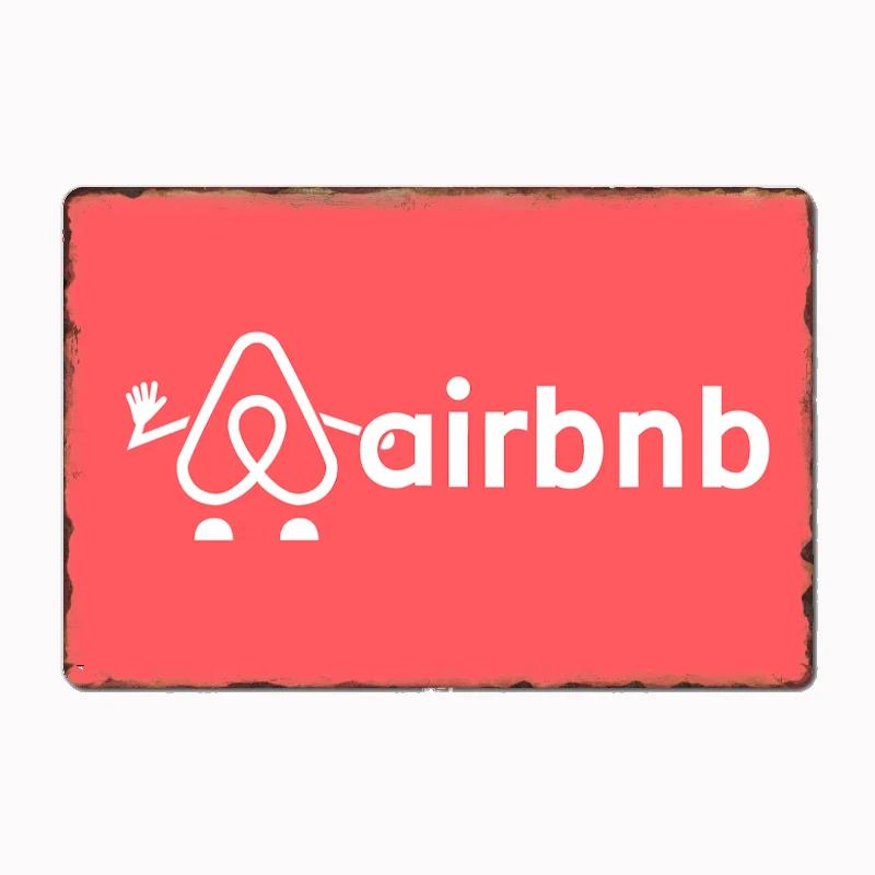 Vintage Airbnb Logo 1 Metallskilt Plakat Veggdekor Kino Stue Veggmaleri Morsomt Blikkskilt Kjøkken Soverom Kafé Bar Pub Stue