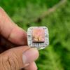 Natural Rhodonite Gemstone Promise Adjustable Ring 925 Sterling Silver Jewelry