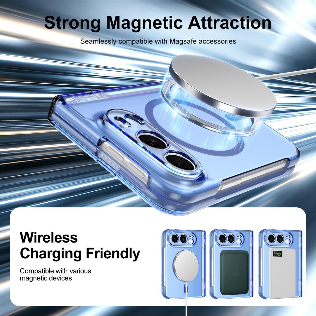 For iPhone Duo Ultra 18 Fold Case Transparent Magnetic Wireless Charging Hinge With Tempered Film Shockproof Cover Accessories