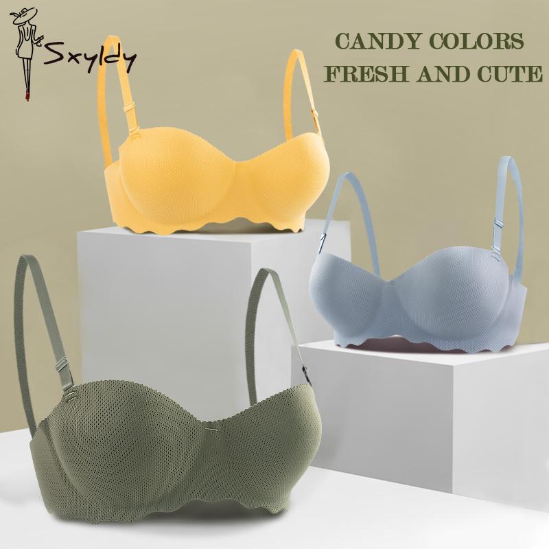 Sujetador Transpirable para Mujer Verano Sujetador Sin Costuras Lencería Femenina Sexy Color Sólido Push Up Ropa Interior Bralette