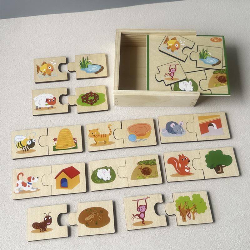 

Wooden Animal Find Home Matching Puzzle Box Food Matching Logic Thinking Training Game Montessori Teaching Tool Educational Toys