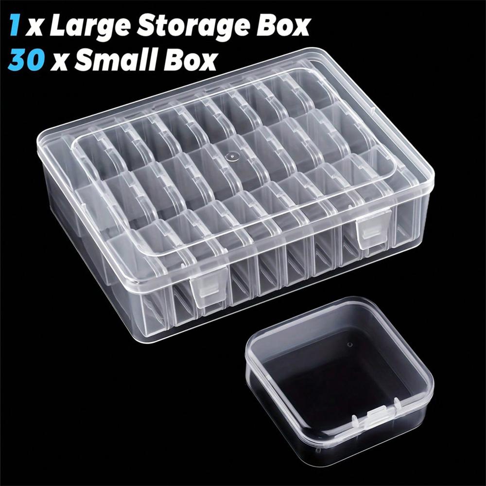 

31pcs/1set Portable Storage Box Square Transparent Bead Organizer Box With Lid Jewelry Earring Packaging Display Case