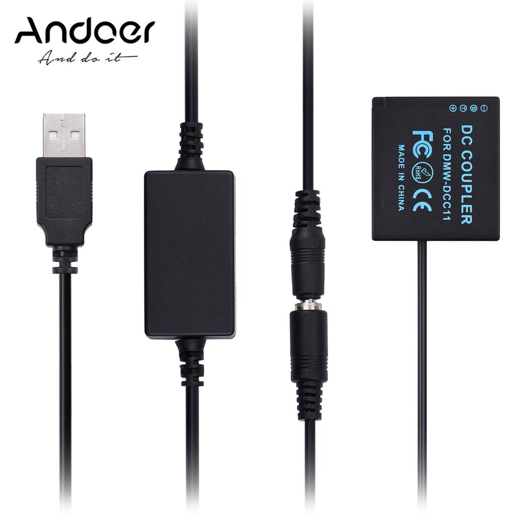 Andoer DMW-DCC11 USB Power Kit DC-Koppler Dummy-Batterie Ersetzen von DMW-BLG10/BLE9 Batterie mit USB