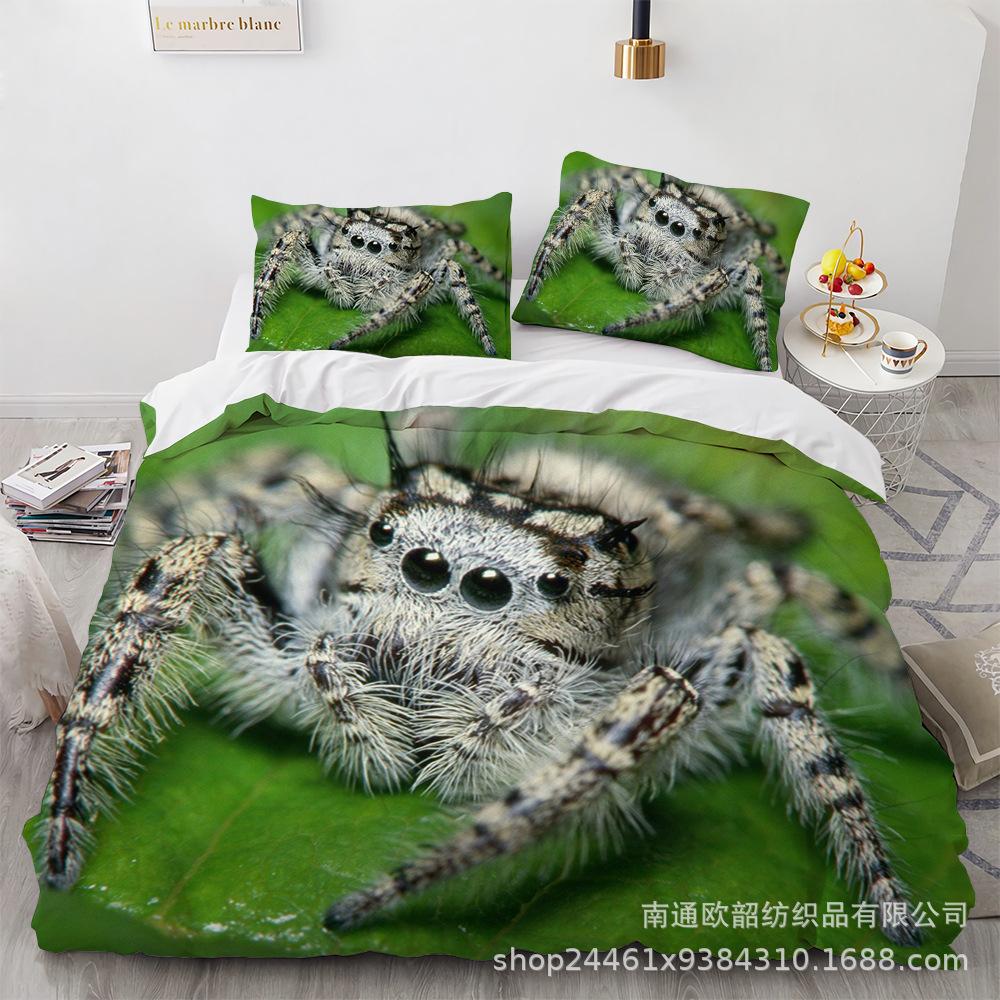 Spider Quilt Set Three-Piece Polyester 90G Abraded 3D Digital Four-Piece Bedding Set