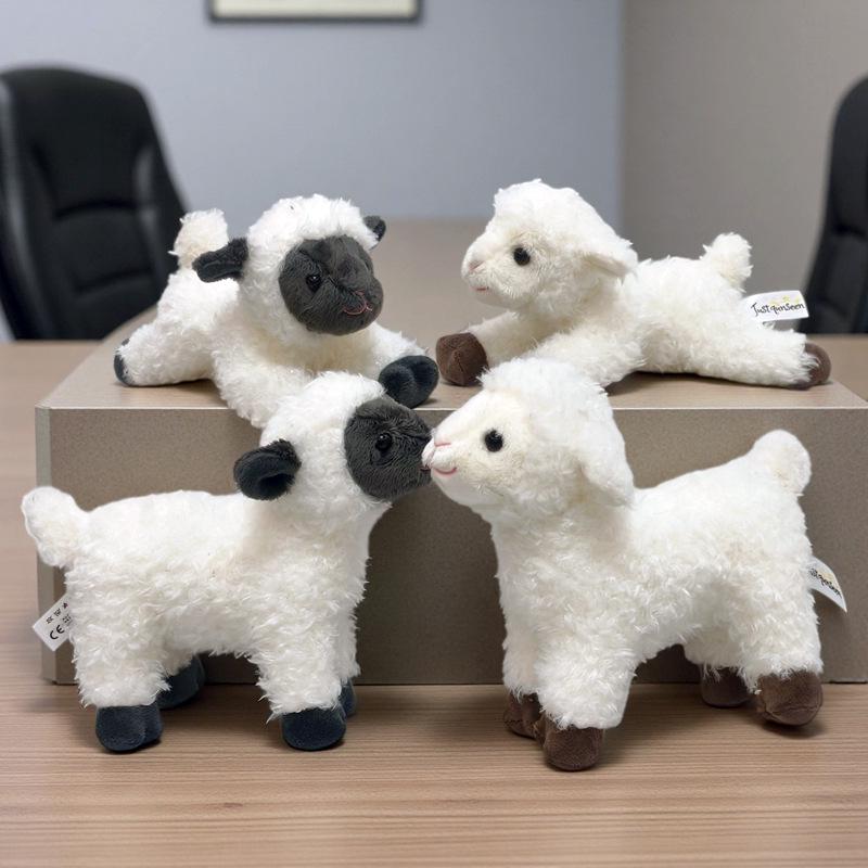 Adorable White Sheep Plush Toy - Standing & Lying Poses - Perfect for Children's Gifts & Desktop Decor
