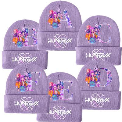 Kids Boys Girls Kpop Derpy Rumi Zoey Mira Printed Knitted Hat Thread Velvet Cap Autumn Winter Warm Knitted Hat